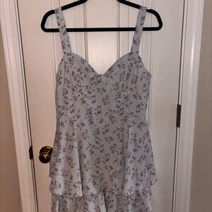 Altar'd State Floral Romper - Blue and White